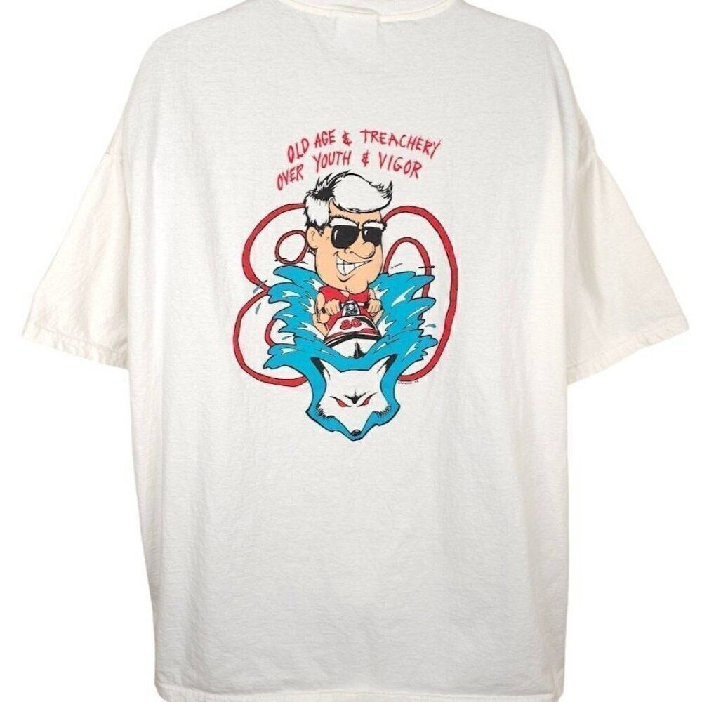 Vintage Silver Fox Watersports T Shirt Mens Size 3XL White Y2K Watercraft